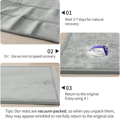 ACOMOPACK Baby Play Mat for Floor 1.3" Thick Memory Foam Play Mat 71"×79" Tummy Time Crawling with Non-Slip Bottom for Living Room,Nursery,Soft Velvet Playpen Mats for Kids,Infants（Light Grey）