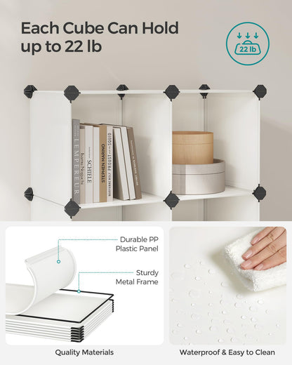 SONGMICS Cube Storage Organizer, Set of 16 Plastic Cubes, Book Shelf, Closet Organizers and