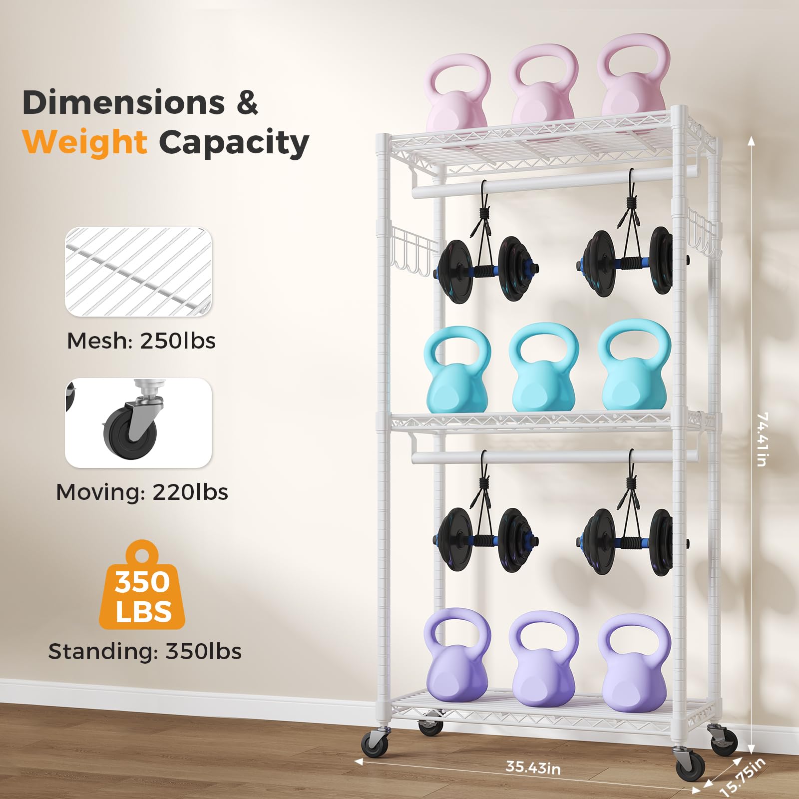OLIXIS Clothes Rack Heavy Duty Adjustable Garment Clothing Rack with Wheels, Rolling Metal