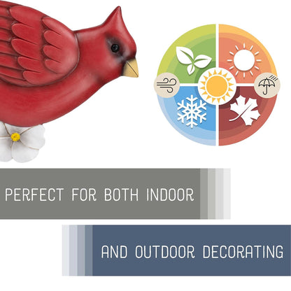 NAT & Jules Animal Character Shaped Dimensional Indoor Outdoor 11 inch Cast Resin Decorative Garden Stepping Stone, Patio, Walkway Sculpture Yard Art, Cardinal Red