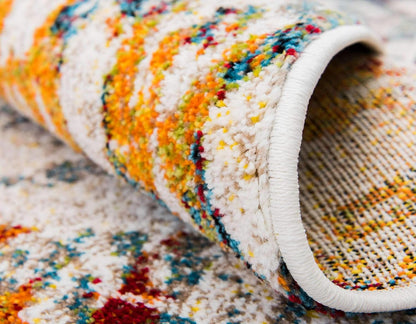 Unique Loom Rosso Collection Vintage, Geometric, Bohemian, Traditional, Distressed, Southwestern Area Rug, 2' 0" x 6' 0", Multi/Ivory