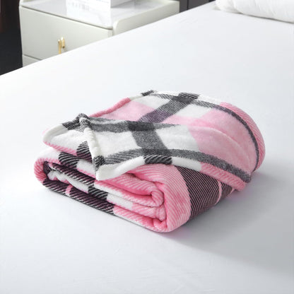 MERRYLIFE Pink Plaid Throw Blanket Decorative Fleece Throw | Ultra-Plush Colorful | Couch Blanket Travel Lap | Home Gift Use(50" 60",Pink Plaid)