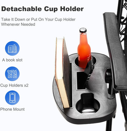 Nazhura Set of 2 Relaxing Recliners Patio Chairs Adjustable Steel Mesh Zero Gravity Lounge Chair Beach Chairs with Pillow and Cup Holder (Blue)