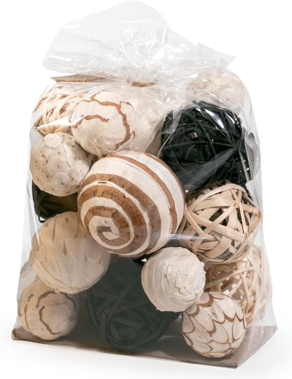 ANDALUCA Black & White Decorative Balls Bowl Filler Bag with Orbs, Balls (Black)