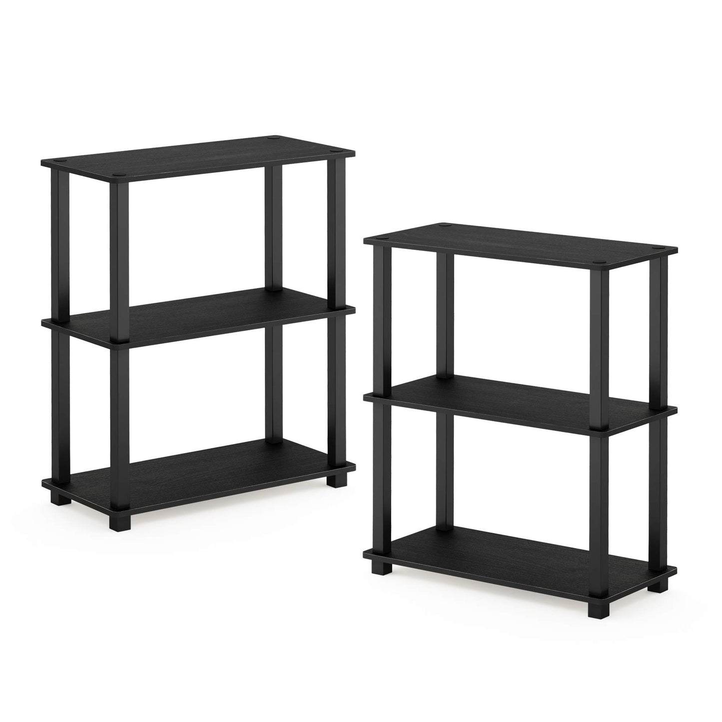 Furinno TURN-S-TUBE Storage Shelves Set of 2, 3-Tier Book Shelf, Corner Shelf, Toolless Open