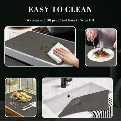 BLESWIN Faux Leather Placemats, PU Dining Table, Waterproof and Oil Resistant Easy to Clean, Heat Resistant Reversible Use Table Mats for Kitchen, Dining Table, Outdoor – 12 × 17 Inch, Mud&Dark Yellow