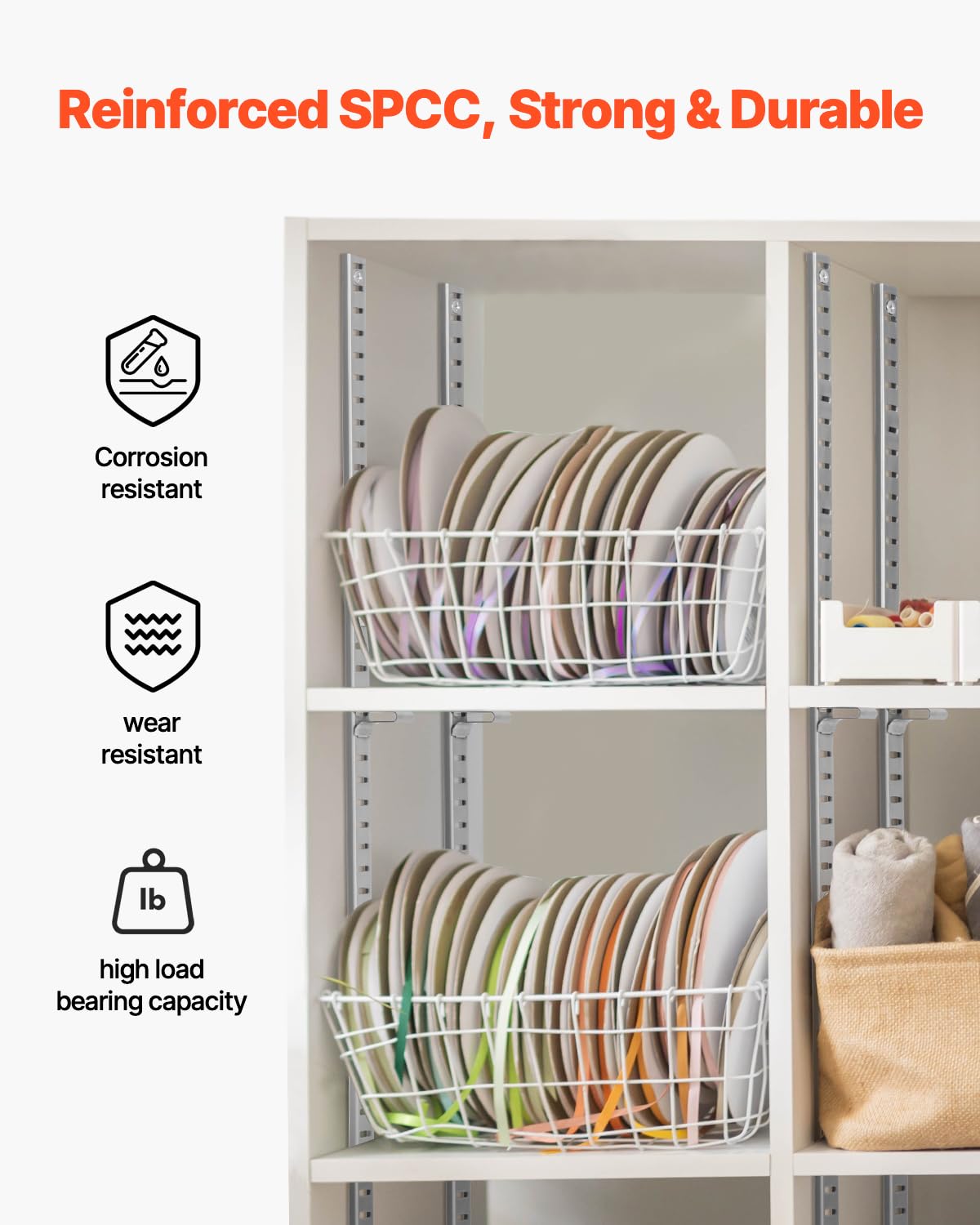 VEVOR Shelf Pilaster, 36.3-inch 6 Pack, Adjustable Shelf Brackets Steel Mortise Mount Pilaster