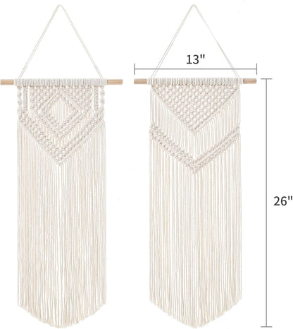 Dahey 2 Pcs Macrame Wall Hanging Woven Tapestry Wall Art Decor - Beautiful for Boho Home Decor, Apartment, Nursery, Party Decorations, 26" L×13" W, Medium