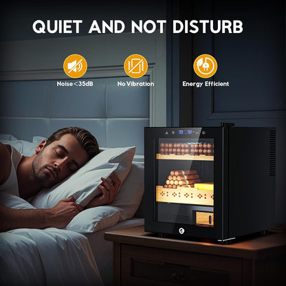 Tylza Electric Cigar Humidor Cabinet 50L, Electric Humidors for Cigars with Temp & Humidity Control, Digital Hygrometer, Lock, Refrigerator, Cigar Humidors with Cedar Wood Drawer Shelves, 370 Cigars