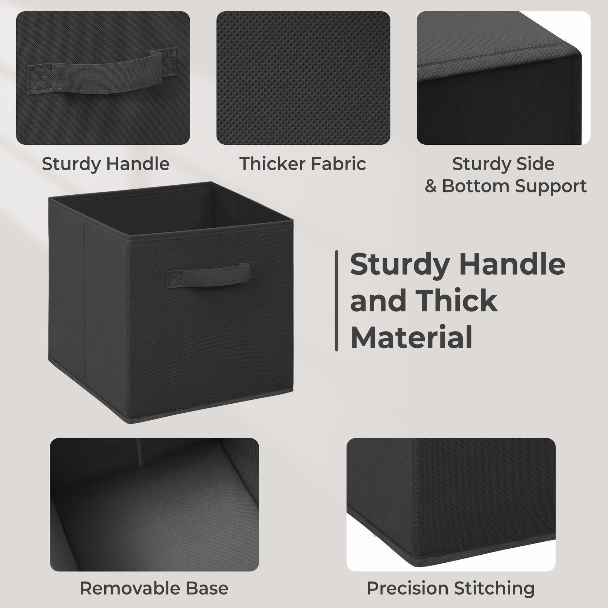 STORAGEIDEAS 11" Fabric Storage Bins, Collapsible Storage Cubes Organizer with Handles, Heavy Duty