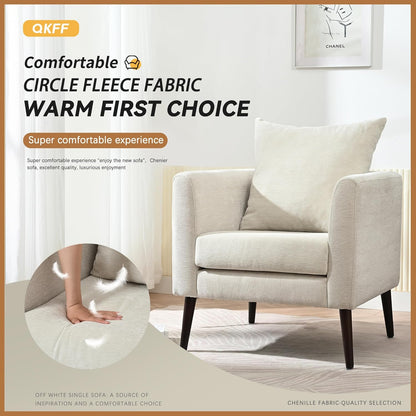 Barrel Accent Chair Set of 2 with Back Pillow, Large Upholstered Armchair with Solid Wood Legs Modern Reading Chairs for Living Room Bedroom