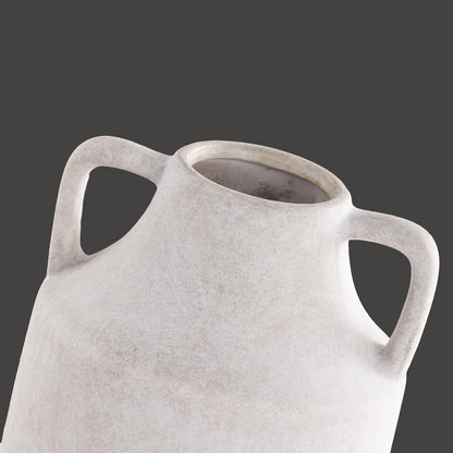 Mitt&Ditt Ceramic Flower Vase with Handles, 8 inch Tall Off-White Vase, Decorative Terracotta Vases, Farmhouse Rustic Pottery Vases for Home Decor, Living Room, Table