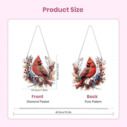 EOBROMD Diamond Hanging Art Kits for Adults Cardinal Birds, Suncatcher Diamond Art Painting, DIY Special Shaped Rhinestone Kits for Adults, Window Pendants Home Garden Wall Hanging Ornament