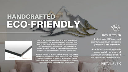 METALPLEX Mountain Range Metal Wall Art - Fade-Resistant and Rust-Free Indoor & Outdoor Aluminum Composite Wall Decor - Home Decor Wall Art For Living Room and Bedroom Decorations - White (30" x 14")