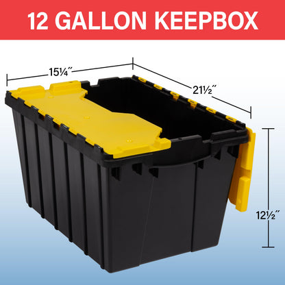 Akro-Mils KeepBox 12 Gallon Storage Container, Nesting and Stackable Plastic Storage Box with Lid