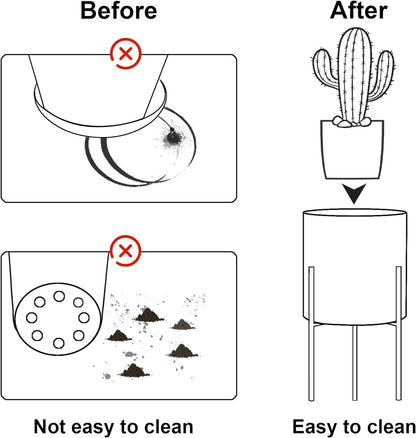 ARNIS Modern Planter Pots, Set of 2 Round Large Planters with Stand, Decorative Planters, Metal Pots with Drainage Holes for Living Room, Office, Garden or Balcony, 8.25 &10.5 Inch, Black & Gold