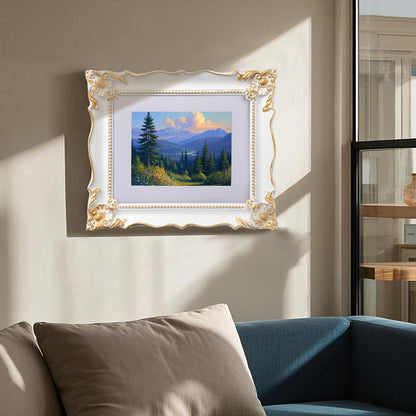 8x10 Vintage Picture Frame with Embossed Flower Design, White Ornate Frame for 8x10 or 5x7 Pictures with White Mat, Hand-Crafted Resin Antique Frames for Tabletop & Wall Hanging, Home Decor (White)