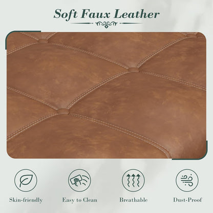 Apicizon 60”Ottoman with Storage, Queen Size End of Bed Storage Bench with Tufted Button, Upholstered Sitting Bench for Front Door Entrance,Bedroom,Dining Room, Entryway，Vintage Brown