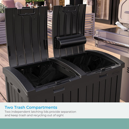 Suncast Dual 33 Gal Trash Hideaway Cabinet, Discrete Outdoor Storage