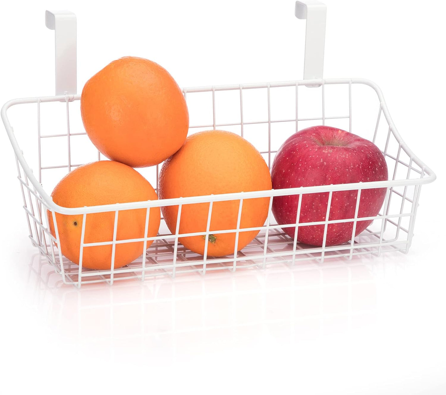 LeleCAT White Basket with hook Grid Storage Basket,Hang it behind a door or on a railing,Over the Cabinet Door,2 Pack