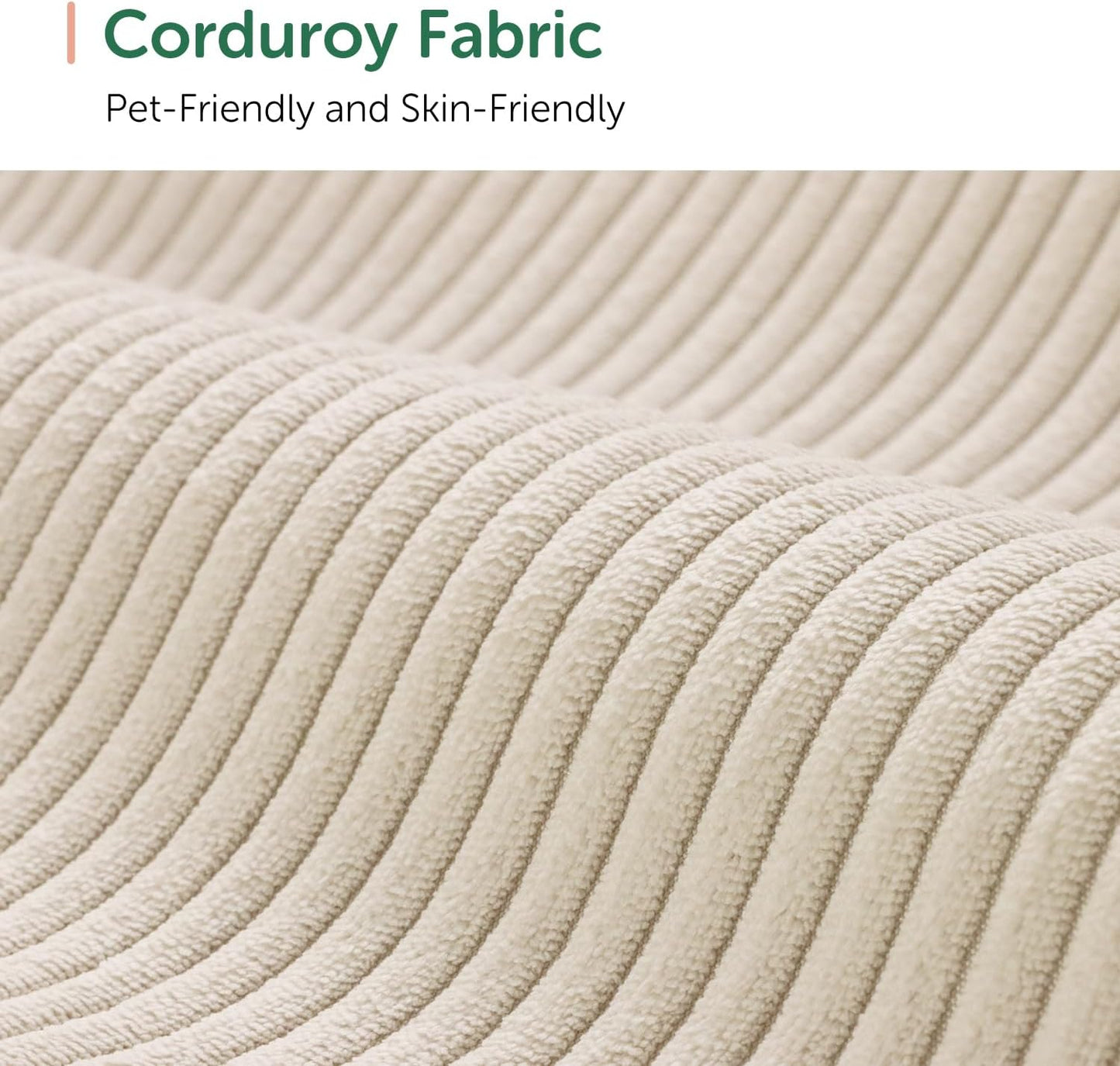 HONBAY Corduroy Modular Sectional Couch with Storage L-Shaped Sectional Couches for Living Room 6 Seater Modular Sectional Sofa, Beige