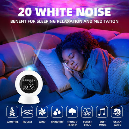 LitEnergy Alarm Clock Star Projector for Kids Bedroom, Bluetooth Speaker and White Noise Galaxy Lamp, Starry Night Light with Timer and Remote Control for Room Decor, Home Theater, Ceiling