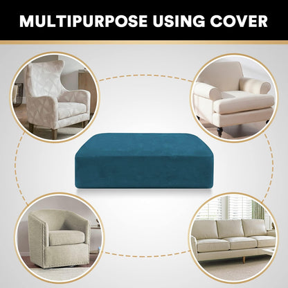 PrinceDeco Couch Cushion Cover Cushion Slipcover for Chair Sofa Cushion Furniture Protector Seat Cushion Sofa Cover for Dog Pet Kid with Elastic Straps Width Up to 29.5", Deep Teal