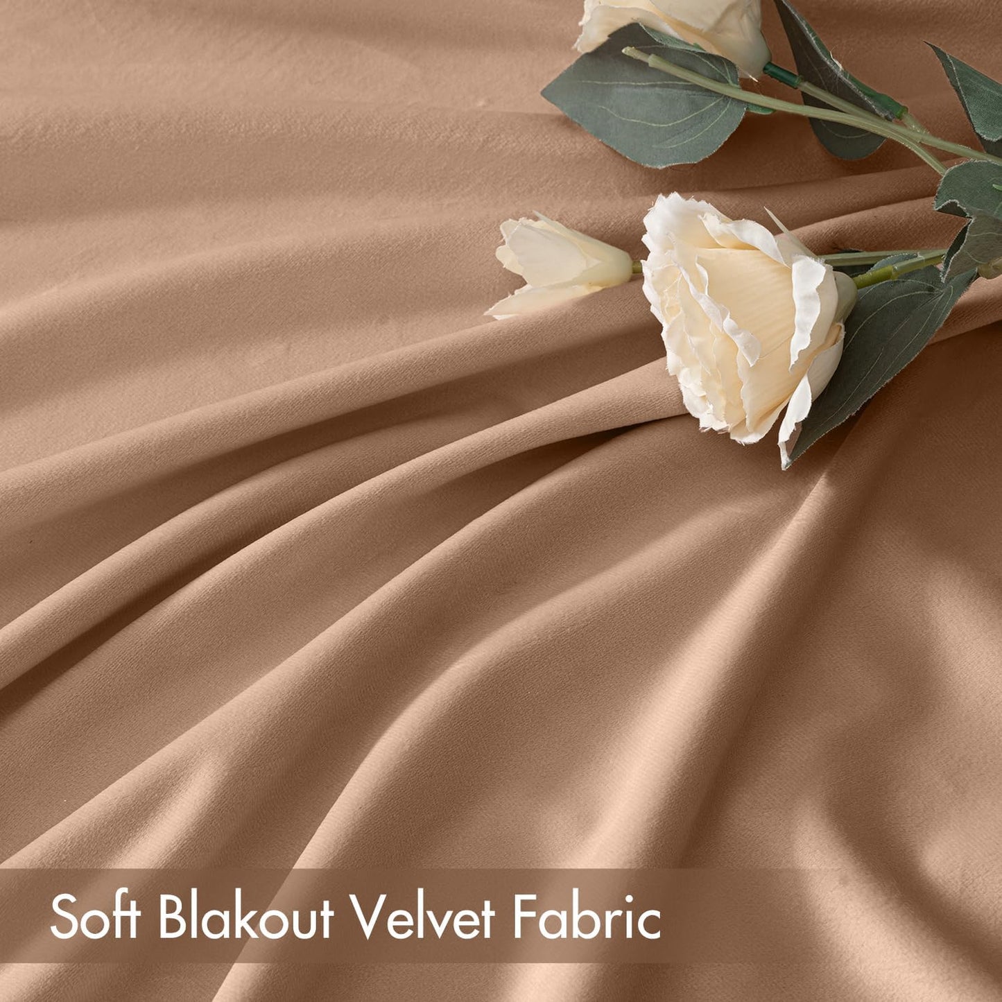 MIULEE Blush Beige Velvet Curtains Thermal Insulated Blackout Curtain Drapes for Bedroom Living Room Darkening 96 Inches Long Curtains Panels Rod Pocket Set of 2