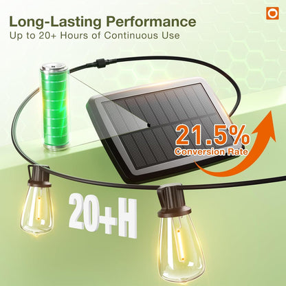addlon 33(27+6) FT Solar String Lights Waterproof,Patio Light Solar Powered with Remote& USB Port 9+1 LED Shatterproof Bulbs 3 Lighting Modes Outdoor for Camping Backyard Garden