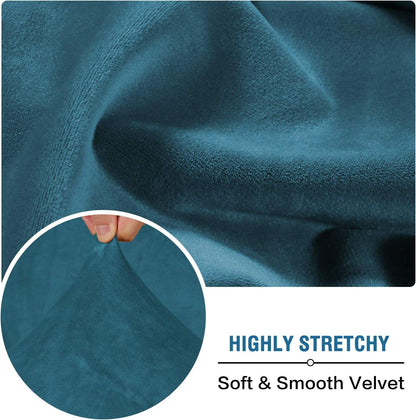H.VERSAILTEX Velvet Stretch Couch Cushion Cover Plush Cushion Slipcover for Chair Loveseat Sofa Cushion Furniture Protector Seat Cushion Sofa Cover (3 Piece Sofa Cushion Covers, Deep Teal)