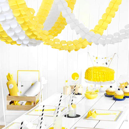 White-Yellow Party-Decorations Streamers Garland - 157Ft Four-Leaf Clover Hanging Banner,Wedding Bridal Baby Shower Birthday Sunflower Lemon Theme Decor Hugtmr