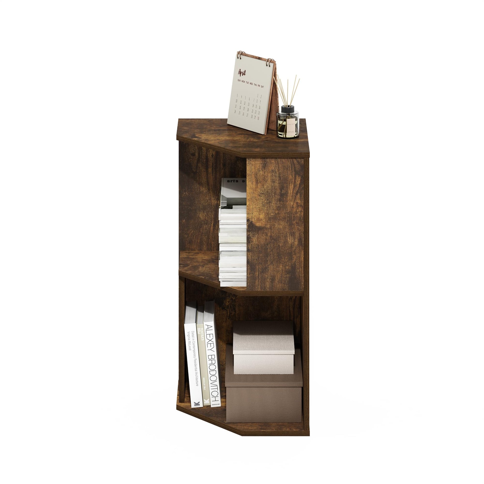 Furinno ECON Corner Shelf, 2-Tier Corner Book Shelf, Standing Storage Shelves, Cube Display Rack