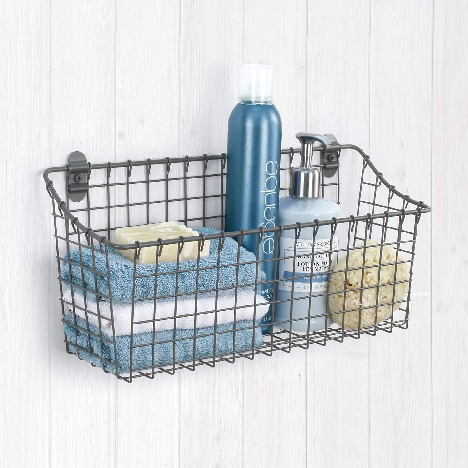 Spectrum Extra Large Wire Wall Mount Storage Basket Industrial Gray, Vintage Wire Basket Wall Mount