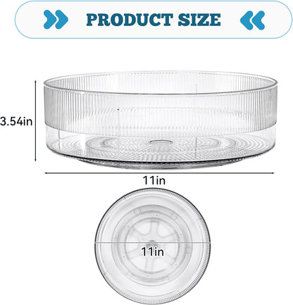 FreshKeeper Plastic Lazy Susan Organizer, Clear Pantry Lazy Susan Turntable for Cabinet and Kitchen 11’’