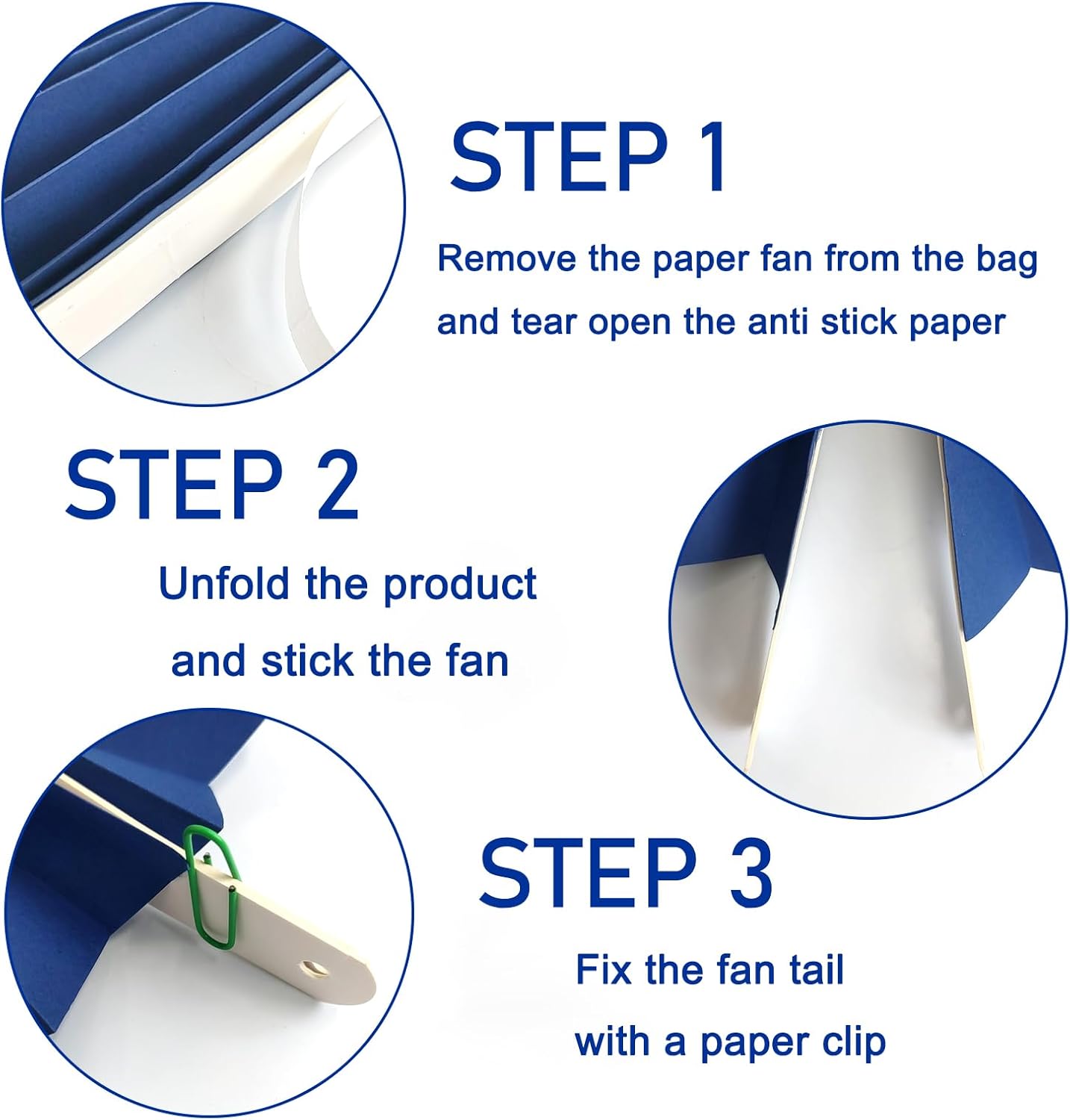 Blue Birthday Decorations,DIY Blue Paper Fans Hanging Decoration ,Party Decorations for Adults 12in, Royal Blue Birthday Decorations,Baby Shower Decorations 30 Color DIY Set (Navy Blue)