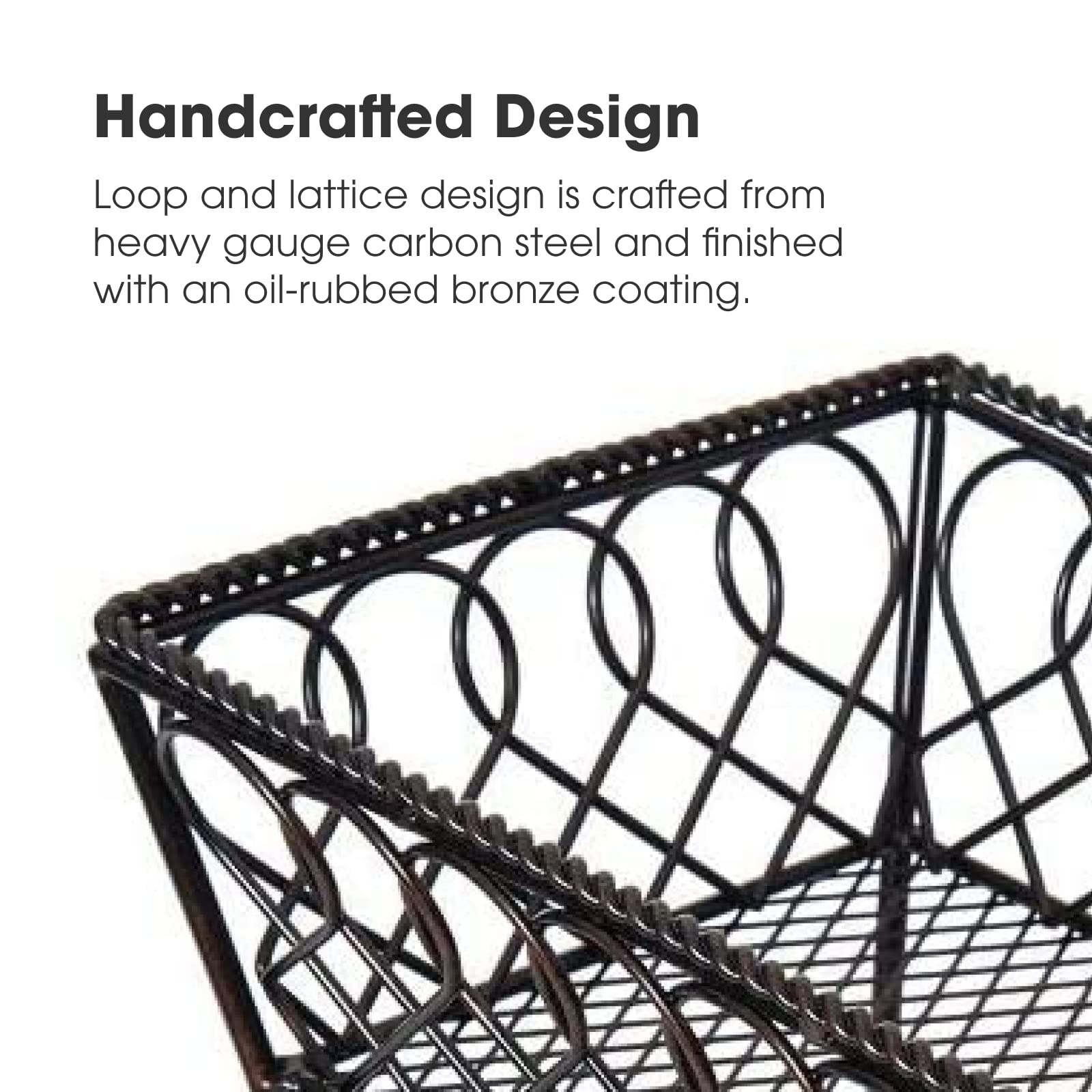 Gourmet Basics by Mikasa Loop and Lattice 2-Tier Rectangular Metal Countertop Basket, 14.25 x 12