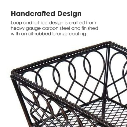Gourmet Basics by Mikasa Loop and Lattice 2-Tier Rectangular Metal Countertop Basket, 14.25 x 12