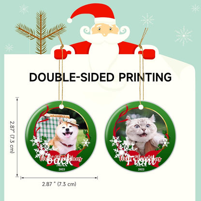 Personalized Christmas Ornament 2025 Custom Pet Memorial Gifts Photo Ornament Dog Cat First Christmas Ornaments Customized Xmas Tree Decorations Keepsake Gift for Dog Lovers, Pet Lovers