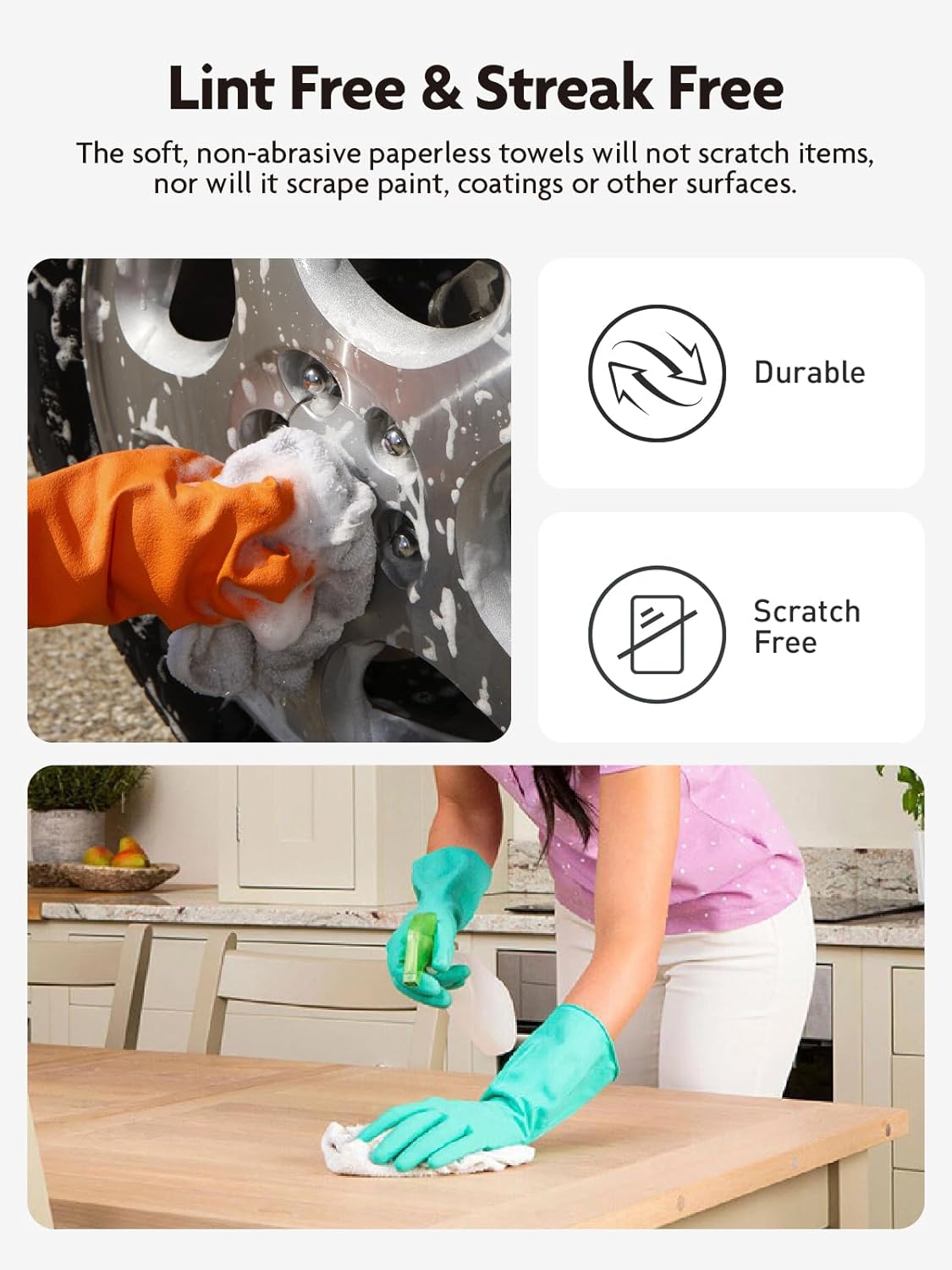 Fantasticlean Microfiber Cleaning Cloth Roll -40 Pack, Tear Away Microfiber Towels, 12" x 12", Reusable, Washable, Scratch Free, Ultra Absorbent Dish Rags for Car, Home, Garage or Shop (White)