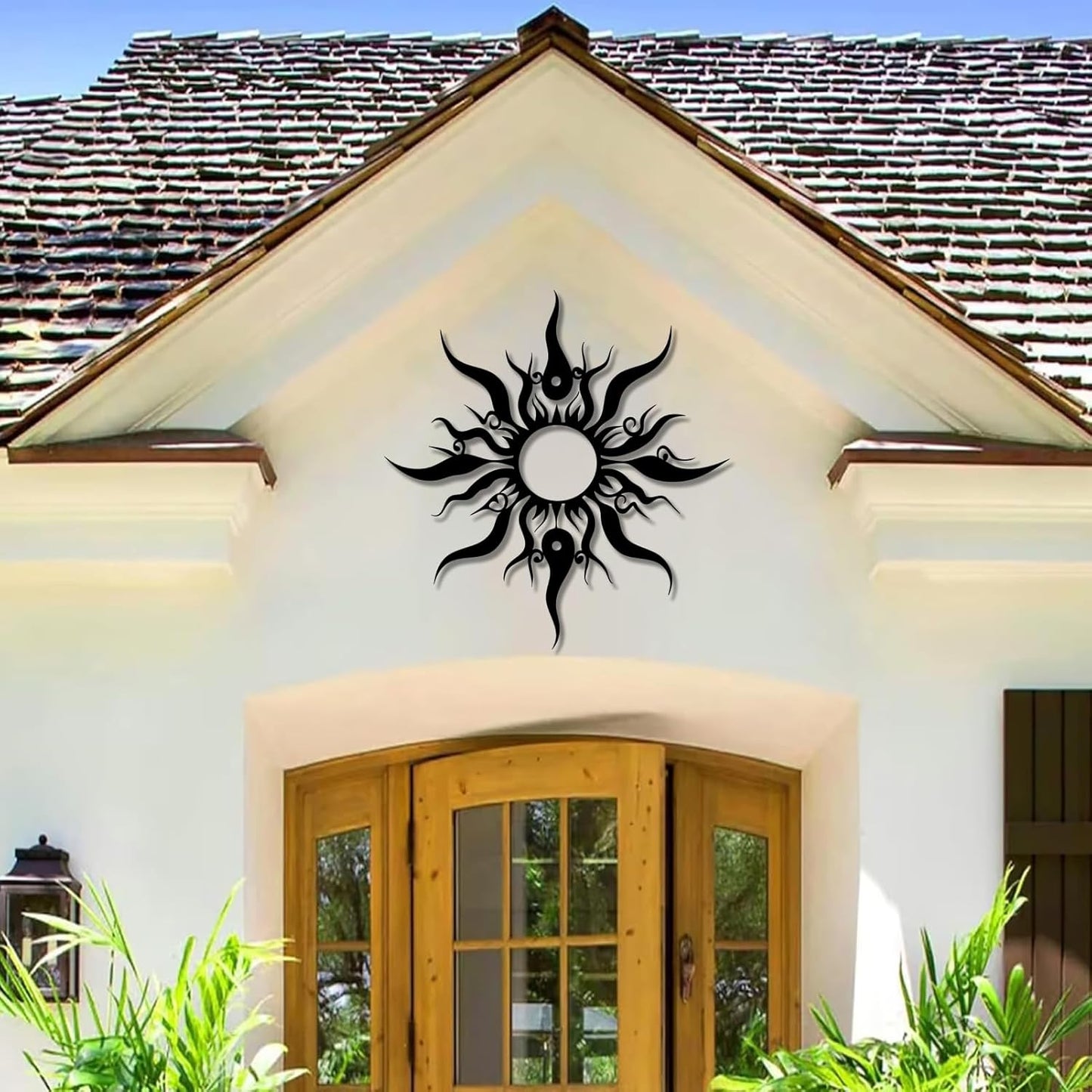 Hotuijxca Metal Wacky Sun Wall Art, Wacky Sun Metal Decor for Livingroom, Bedroom (Silver, 31"x30"/80x77cm, metal wall art)