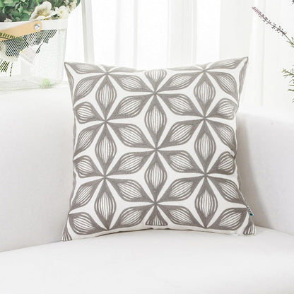 HWY 50 Grey Gray Decorative Throw Pillow Covers 18x18 Inch (1 Piece), Embroidered Cotton Farmhouse Cushion Cover Pillow Case for Sofa Couch Living Room Bed, Fashion Geometric