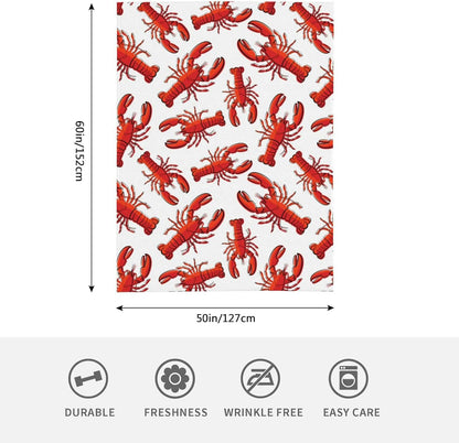 HGOD DESIGNS Red Lobster Fleece Throw Blanket Ultra Soft Cozy Blooming Decorative Flannel Blanket All Season for Home Couch Bed Chair Travel 50x60in