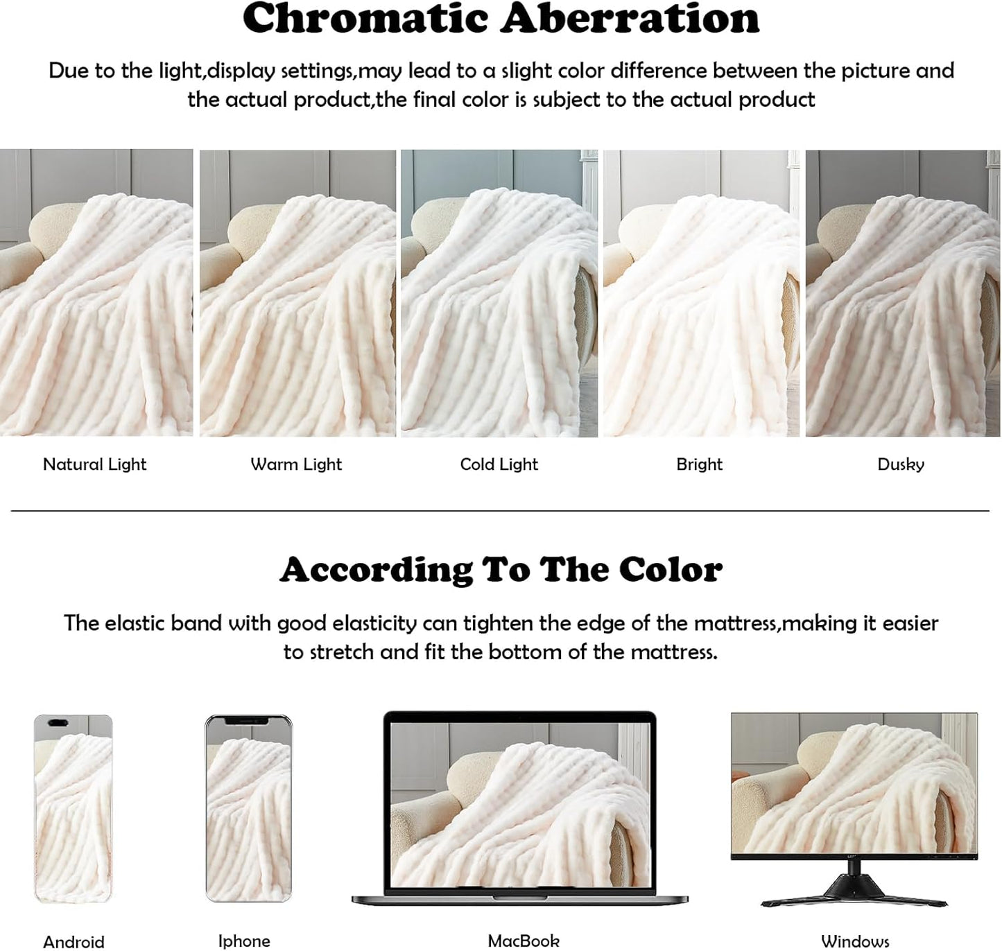 NEWCOSPLAY Faux Fur Twin Blanket Ivory Bubble Blanket Thick Warm Soft for Couch Sofa Bed 550GSM (Ivory, Twin(60"x80"))