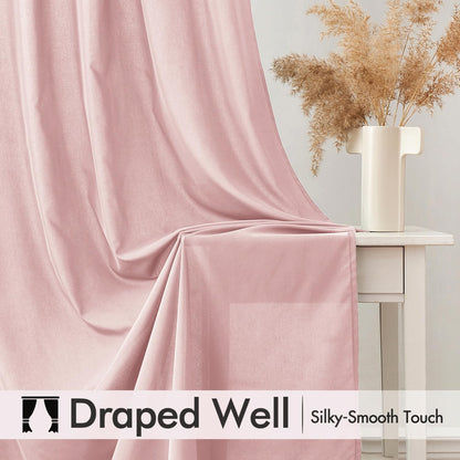 MIULEE Baby Pink Privacy Sheer Curtains That Let Light in 90 Inches Long Non-See-Through Semi Sheer Curtain Light Filtering Window Curtains Drapes for Living Room Bedroom 2 Panels Set 42 X 90
