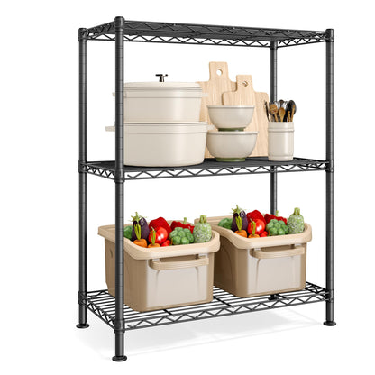 SONGMICS Storage Shelf, Metal Wire Shelving Unit, Adjustable Shelves, for Garage, Bedroom, Living