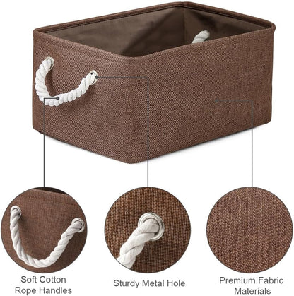 WarmHome Fabric Storage Bin Shelf Basket for Home, Closet(Brown-3 Pack, 13.8L9.8W6.7H)