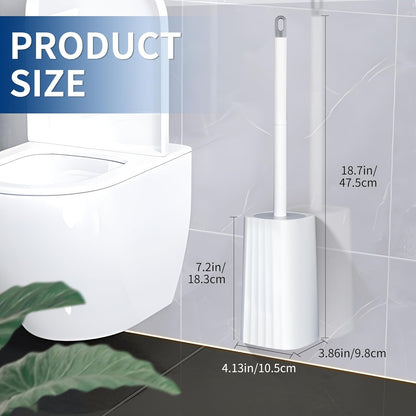 Toilet Brush & Holder Set, Lightweight Plastic Handle, Space Saving for Storage, Deep Cleaning, Drip-Proof, Easy to Assemble, Nylon Bristles, White & Grey