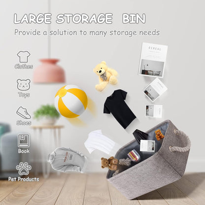 TheWarmHome Large Storage Bins- Storage Baskets for Organizing Shelves, Basket Organizer for Closet Bookshelf Dog Toy Nursery Clothes Laundry Home Organization, Fabric Storage Cubes W/Handles
