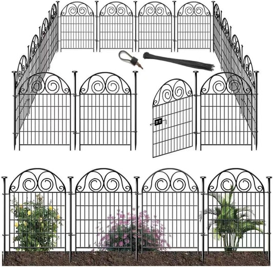 Tall Garden Animal Barrier Fencing with Gate, 40 Inch(H) 20 Panels Total Length 43.7 Ft Outdoor Dog