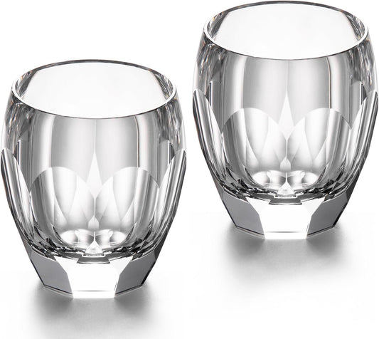 KAMMAK Crystal Whiskey Glasses Set of 2, Luxury 7.44oz Old Fashioned Glasses Stemless, Handcrafted